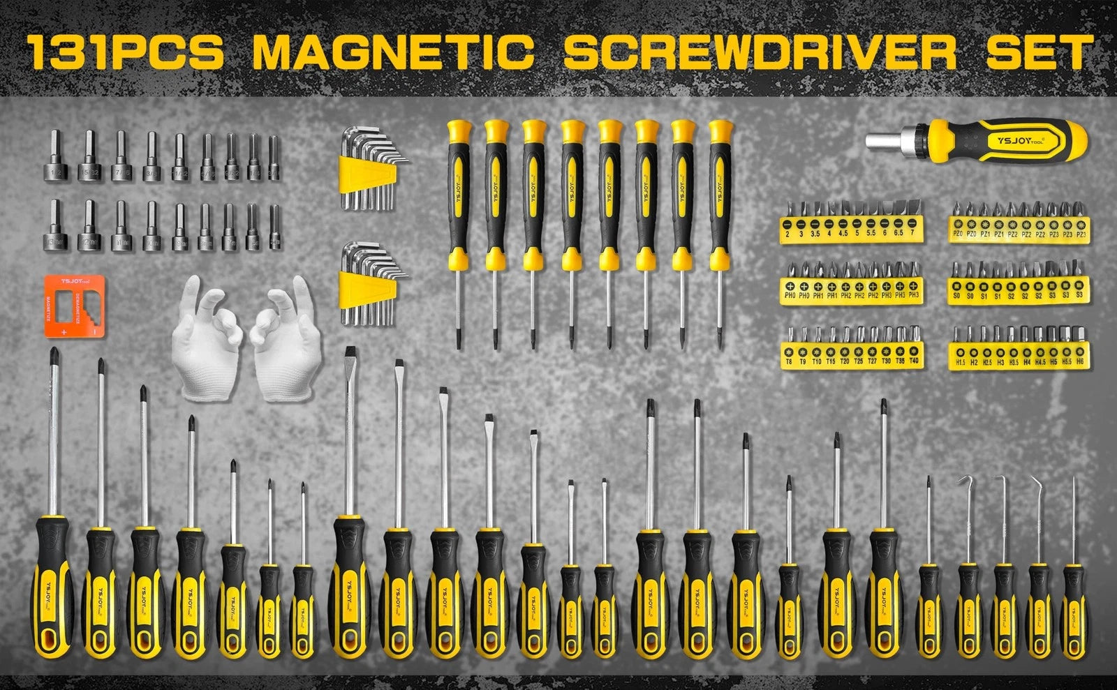 131-Piece Magnetic Screwdriver Set with Plastic Ranking, Includes Precision s...