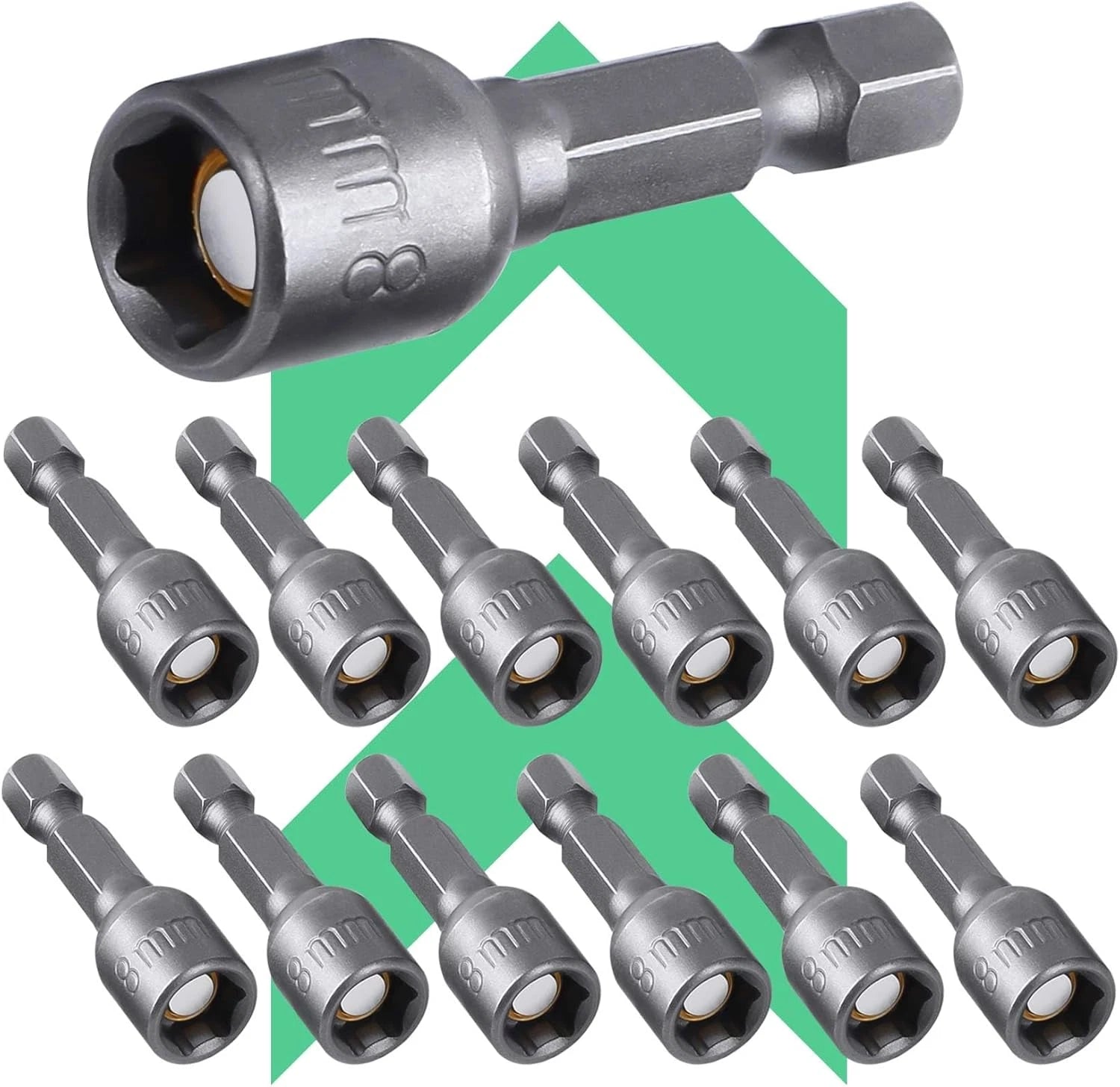 12Pcs 5/16 Nut Driver Set, 8Mm Hex Strong Magnetic Power 5/16 Drill Bit Nut Driv