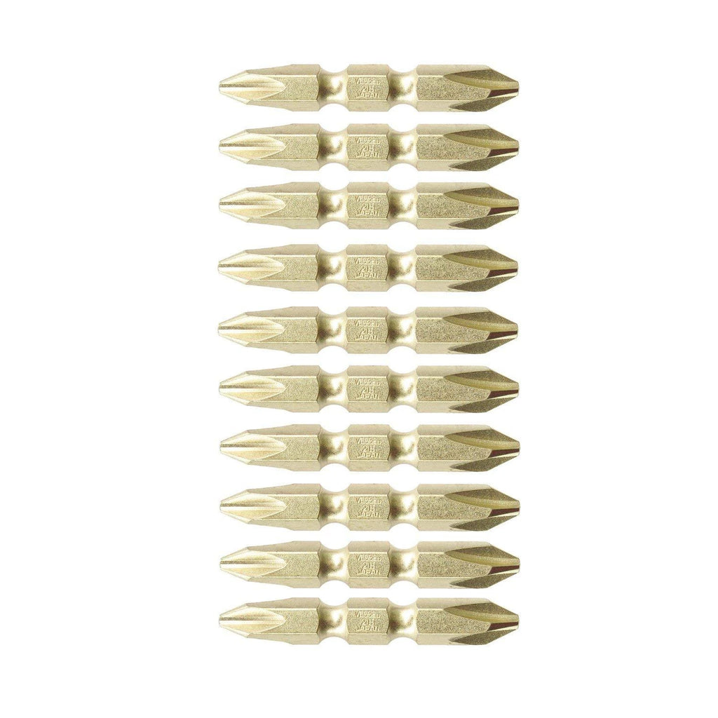 VESSEL Double End Gold Color Driver Bit Magnetic No.GM14 +1,+2,+3 45-200mm Japan