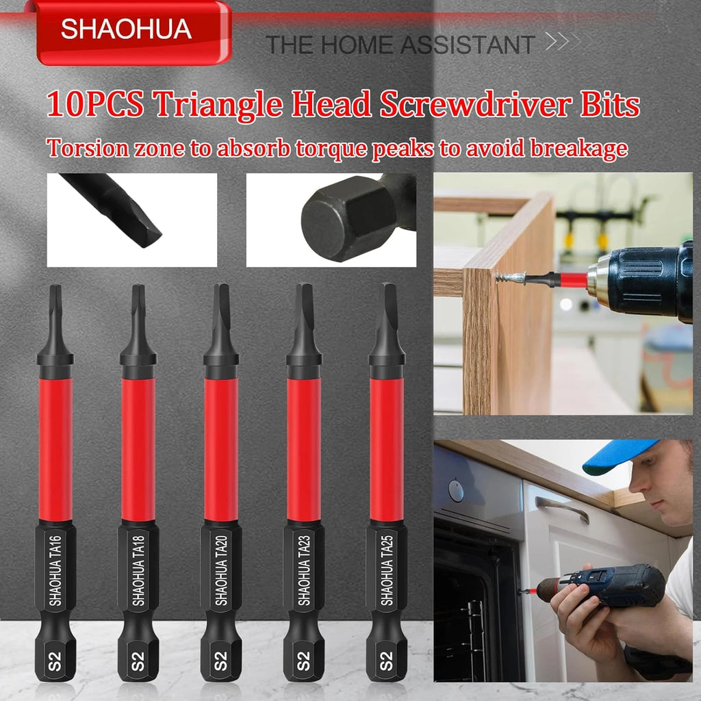 10PCS Triangle Screwdriver Bits, Impact Tough Triangle Bits Set, Upgraded S2 Ste