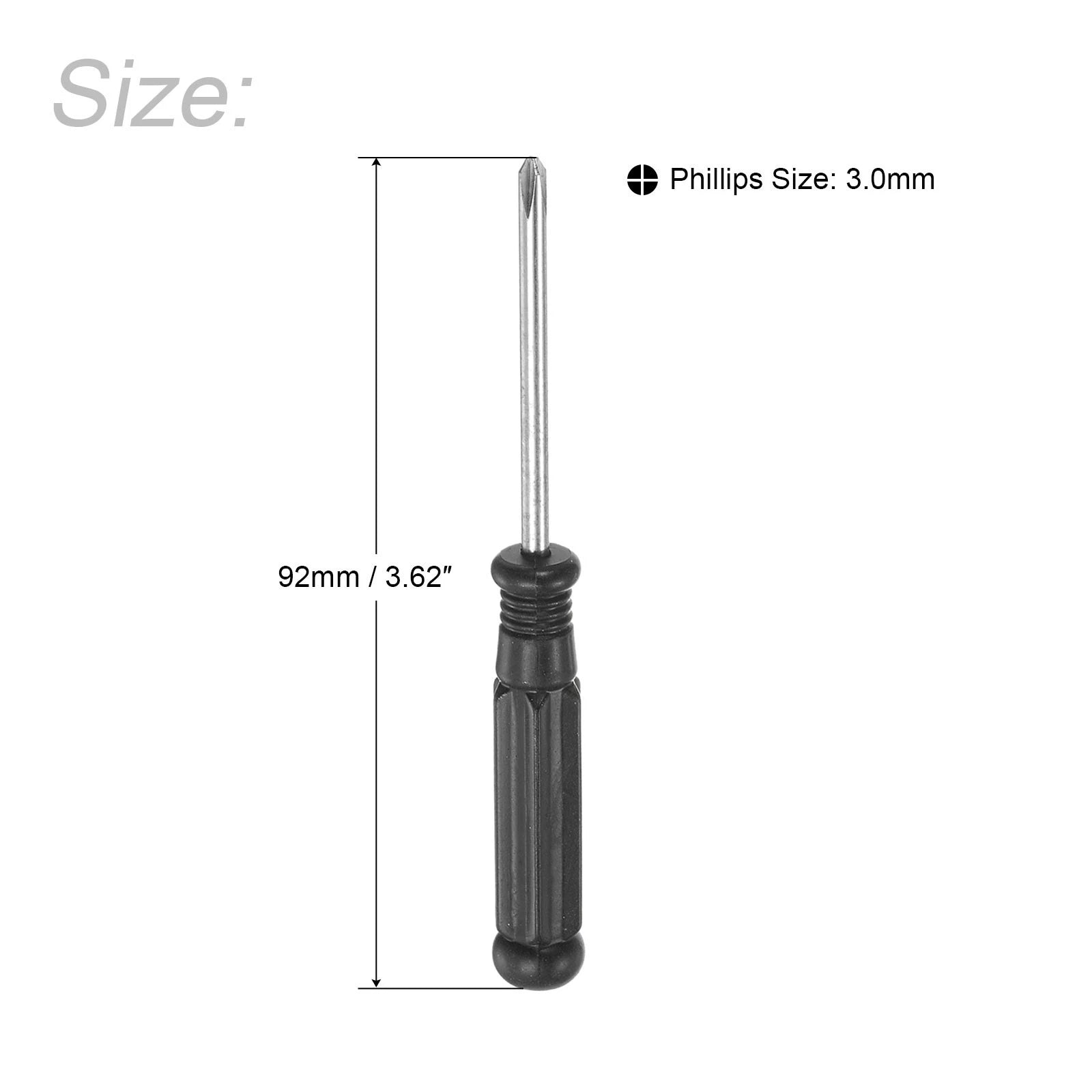 10Pcs 3.0mm Mini Phillips Screwdriver with Black Handle for Small Appliances