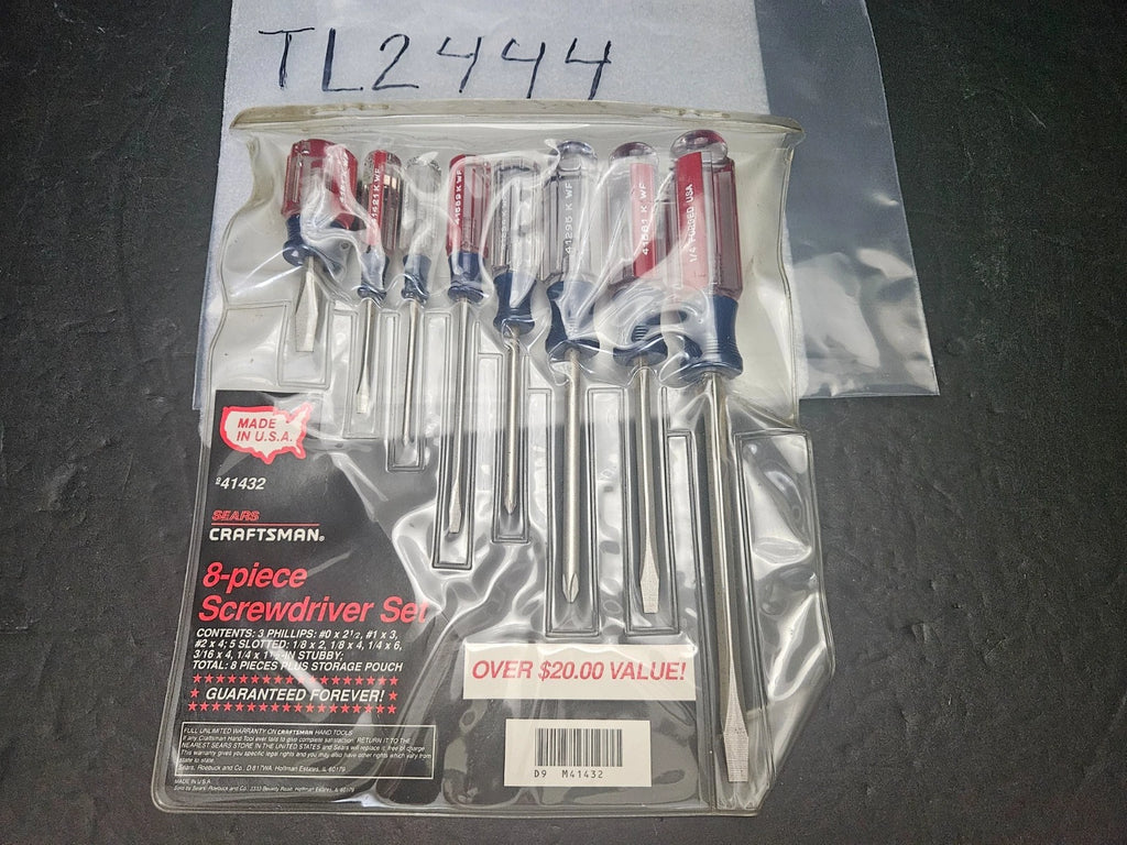VTG SEARS/CRAFTSMAN #941432 8 PC SCREWDRIVER SET IN ORIGINAL PKG. USA (TL2444)