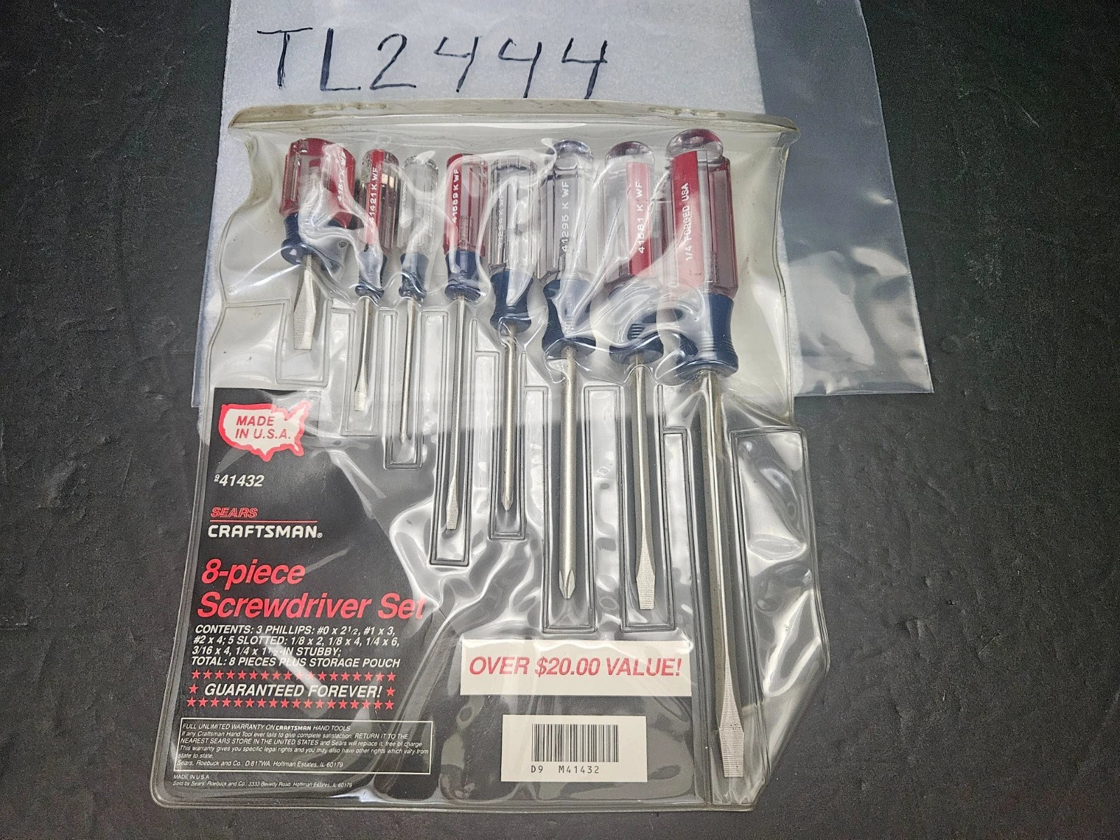 VTG SEARS/CRAFTSMAN #941432 8 PC SCREWDRIVER SET IN ORIGINAL PKG. USA (TL2444)