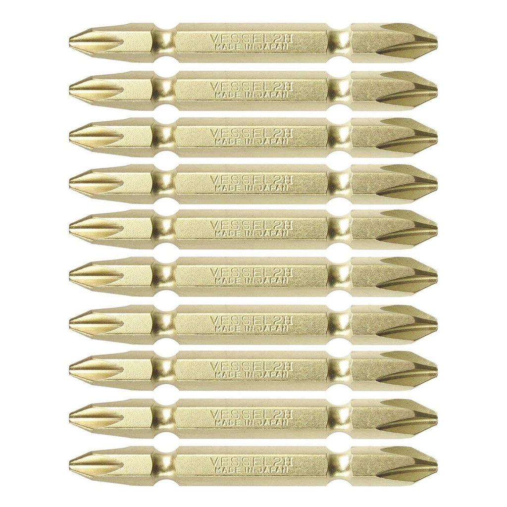 VESSEL Double End Gold Color Driver Bit Magnetic No.GM14 +1,+2,+3 45-200mm Japan