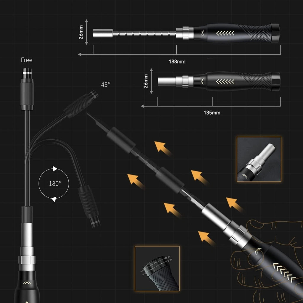 Versatile 164-Piece Screwdriver Kit with Adjustable Handle - For Professionals