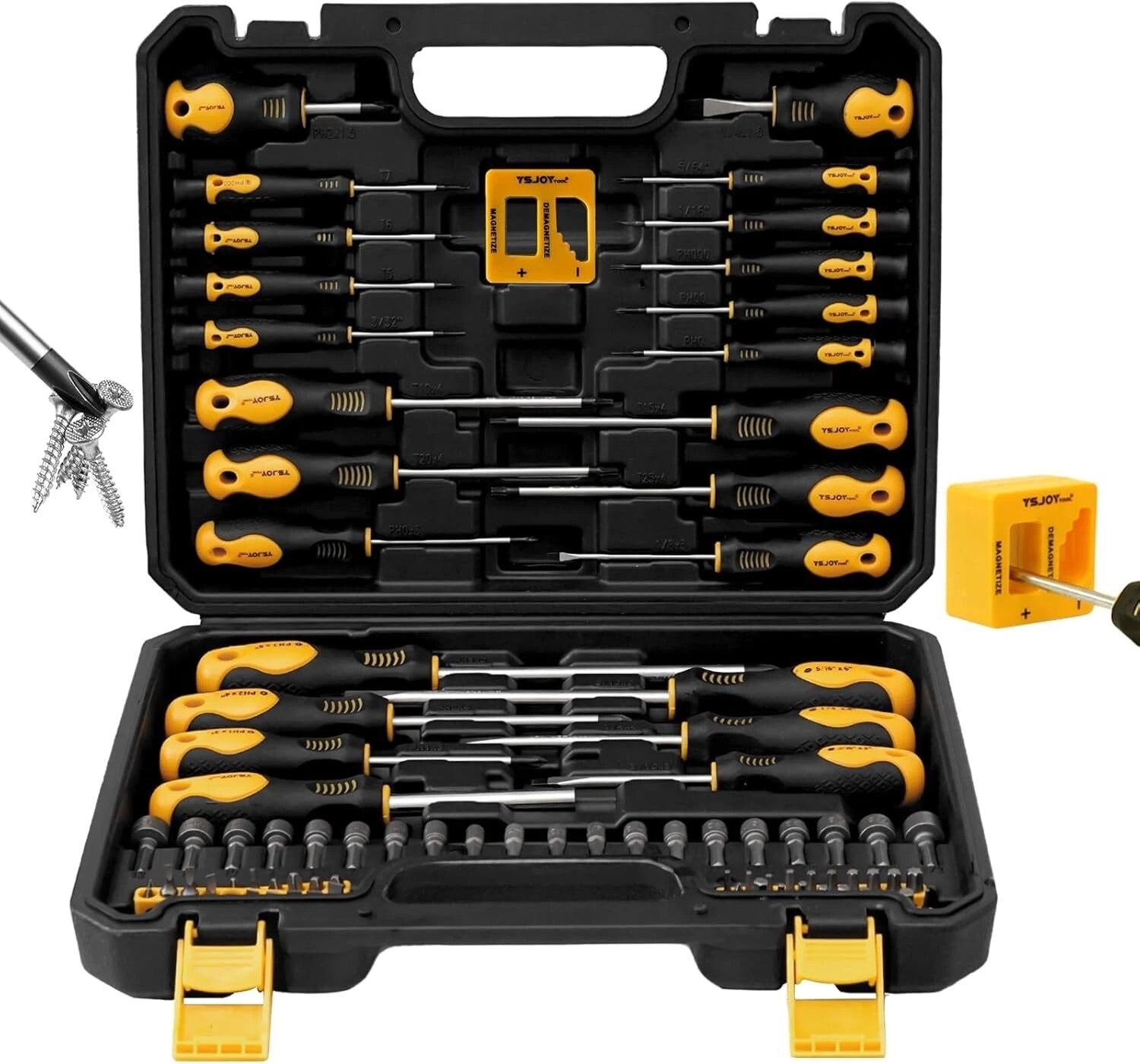 86-Piece Magnetic Screwdriver Set, CR-V Steel, Includes Slotted/Phillips/Torx