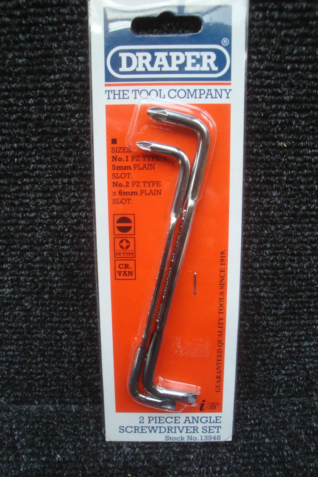 DRAPER 13948  2PCE ANGLE OFFSET SCREWDRIVER SET PZ1 PZ2 5MM & 6MM SLOTTED