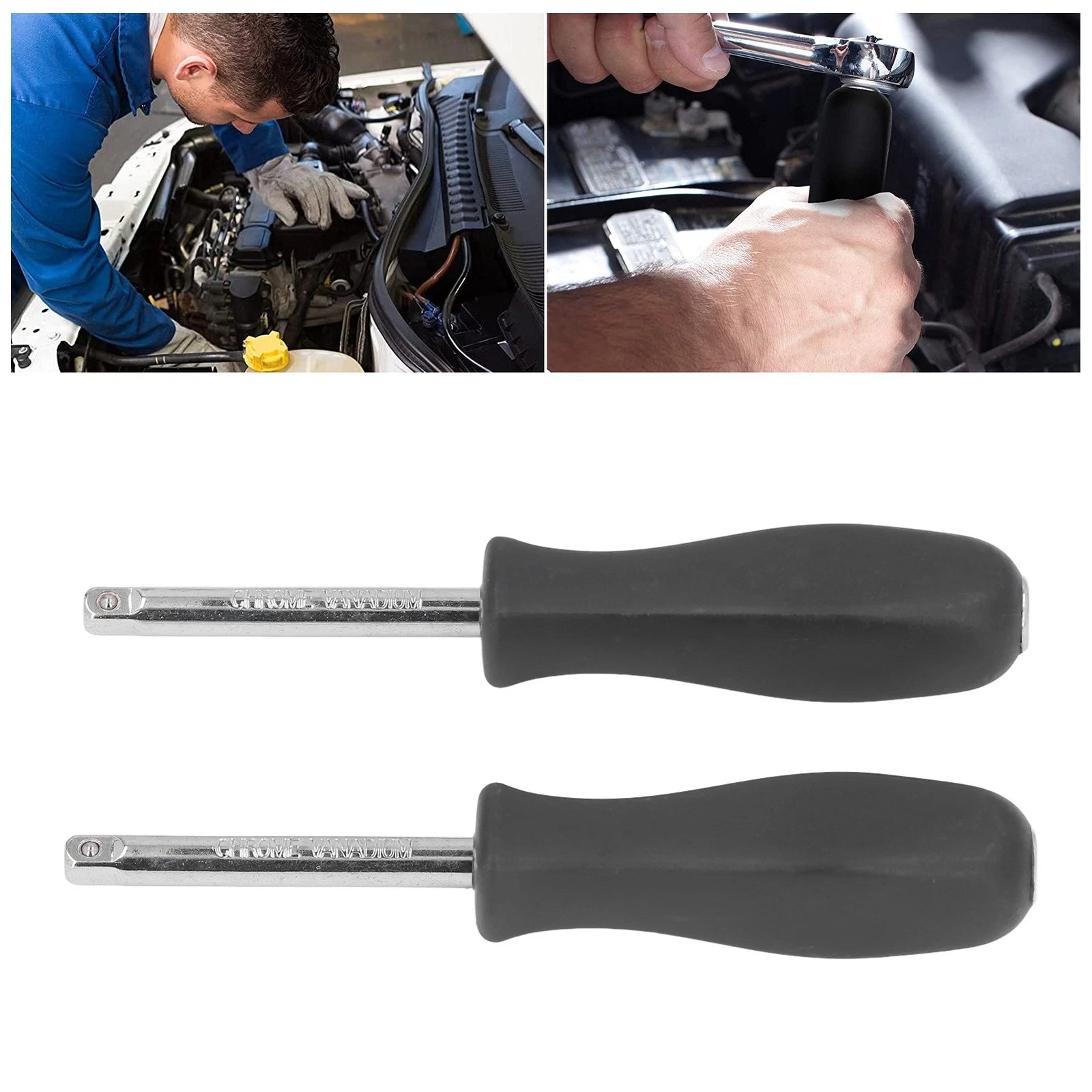 2Pcs Drive Spinner 1/4in Socket Driver Handle Tool Set Kit For Repair