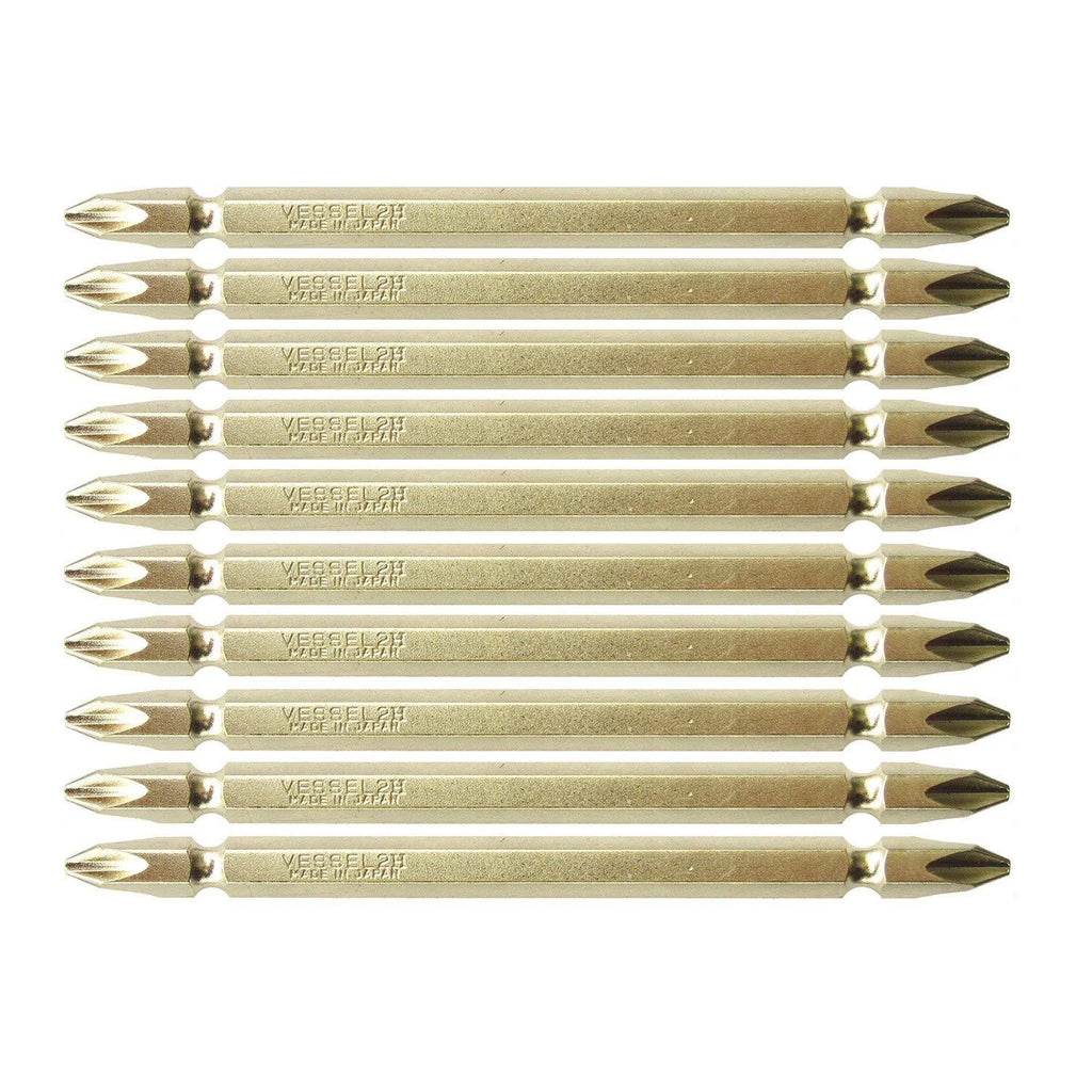 VESSEL Double End Gold Color Driver Bit Magnetic No.GM14 +1,+2,+3 45-200mm Japan