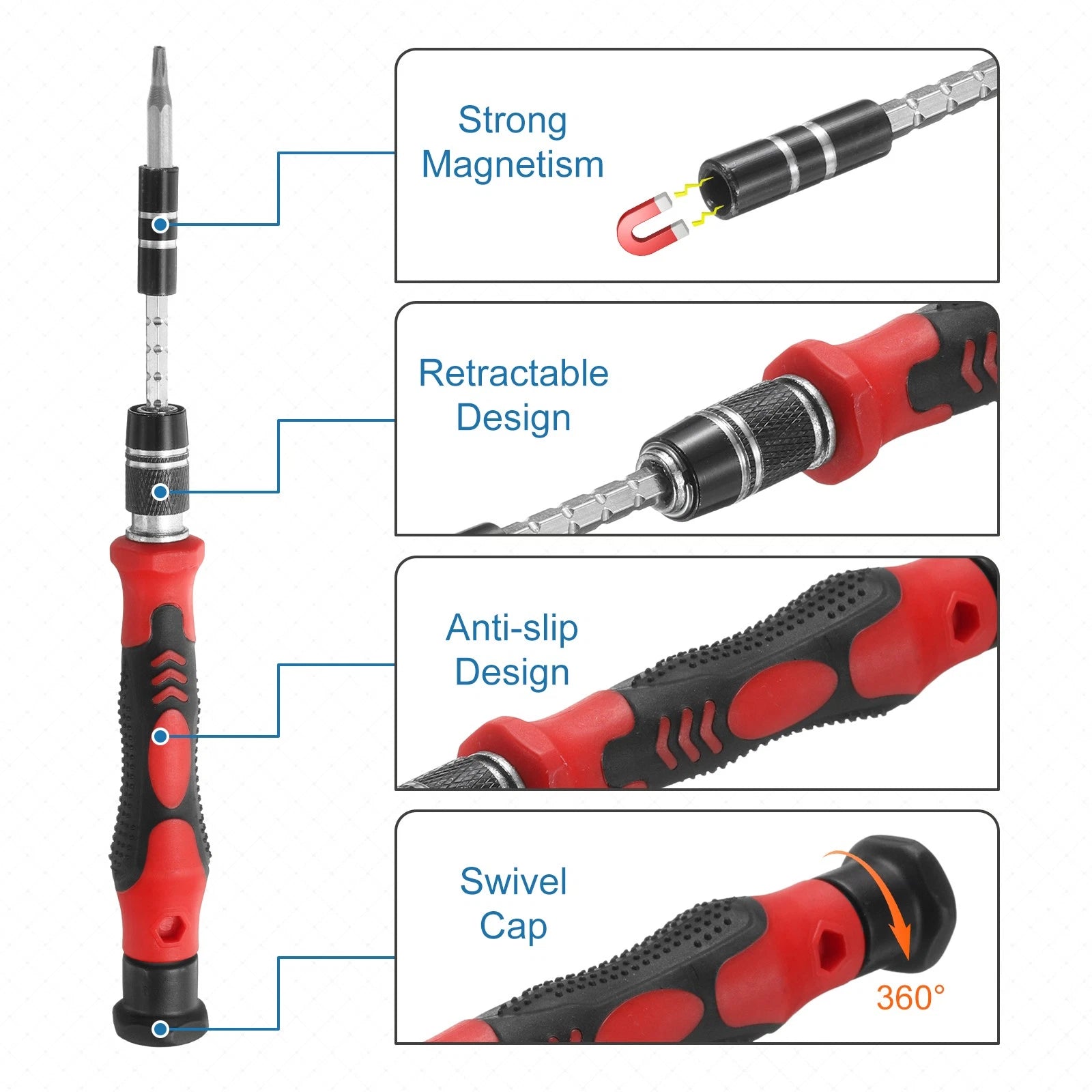 140 in 1 Magnetic Precision Screwdriver Set Electronics Repair Tools Kit, Red