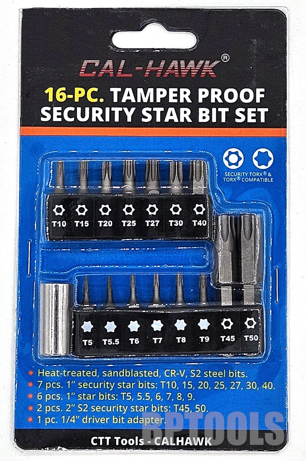 16pc Security Torx Bit Set Tamper Proof Star T5 T7 T10 T15 T20 T25 T30 T40 T50