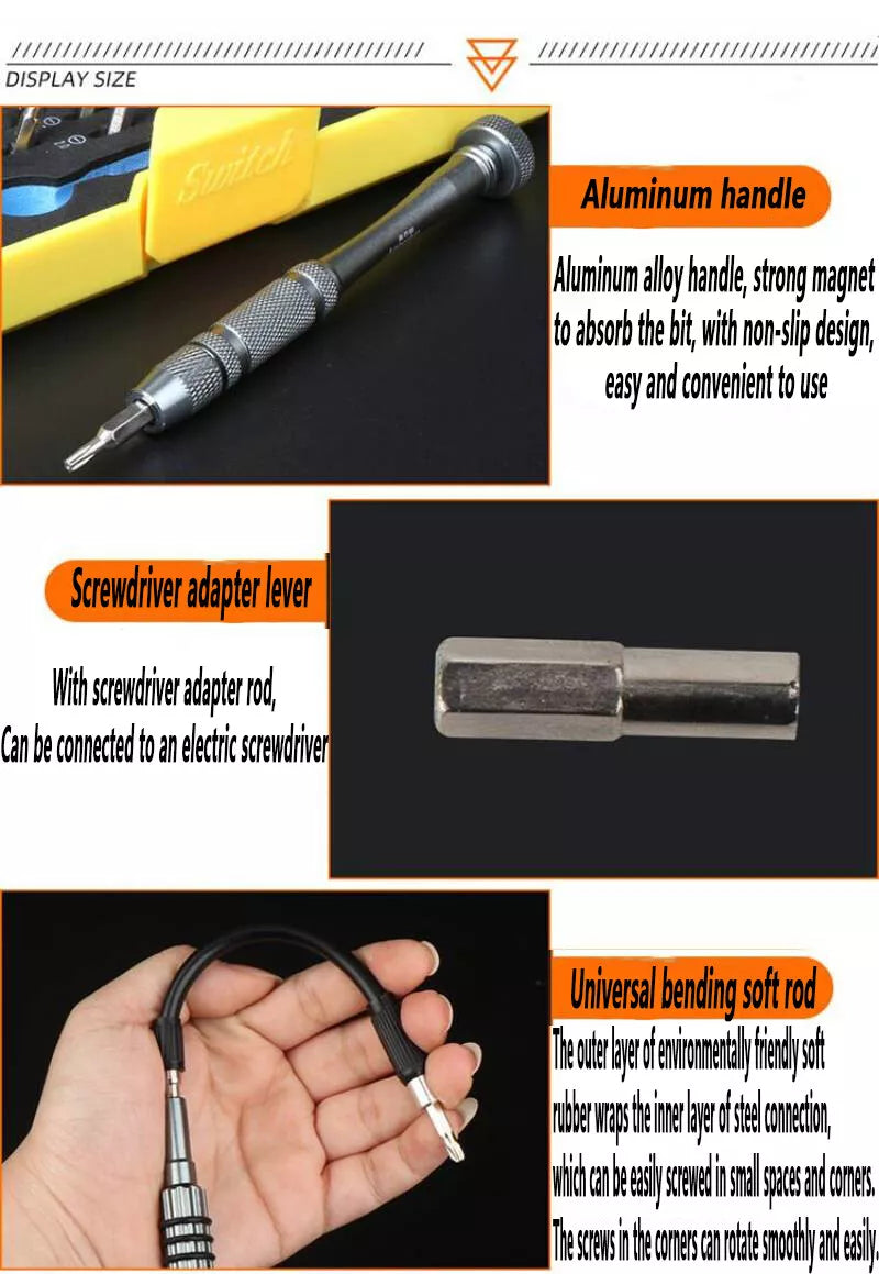 Orange 62 Pieces Precision Screwdriver set Kit Tool Laptop PC phones for clocks