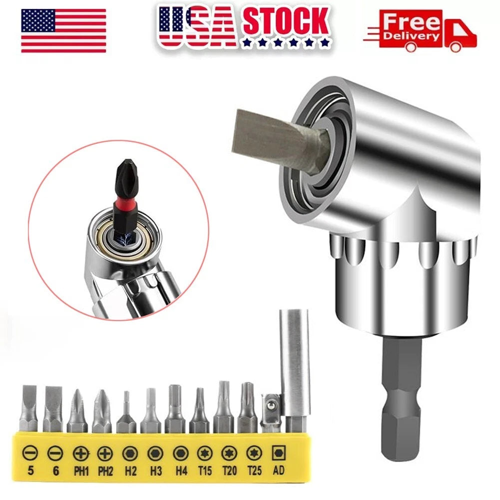 105° Angle Hex Drill Bit Driver Extension 1/4" Screwdriver Hand Socket Adapter