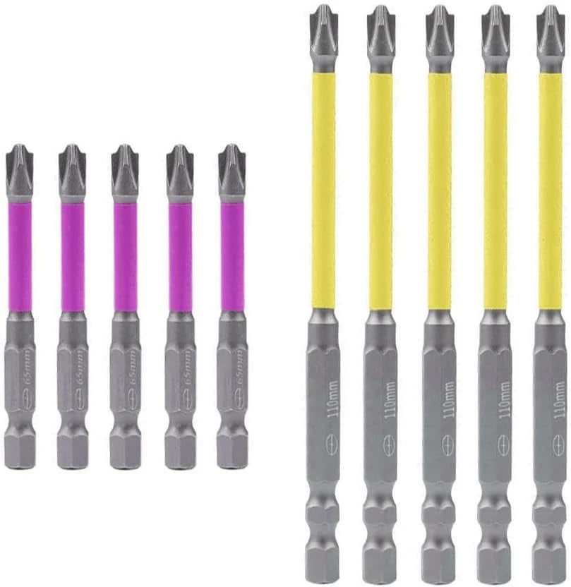10pcs Magnetic PH2 Special Slotted Phillips Screwdriver Bit Set for PH2, Blue