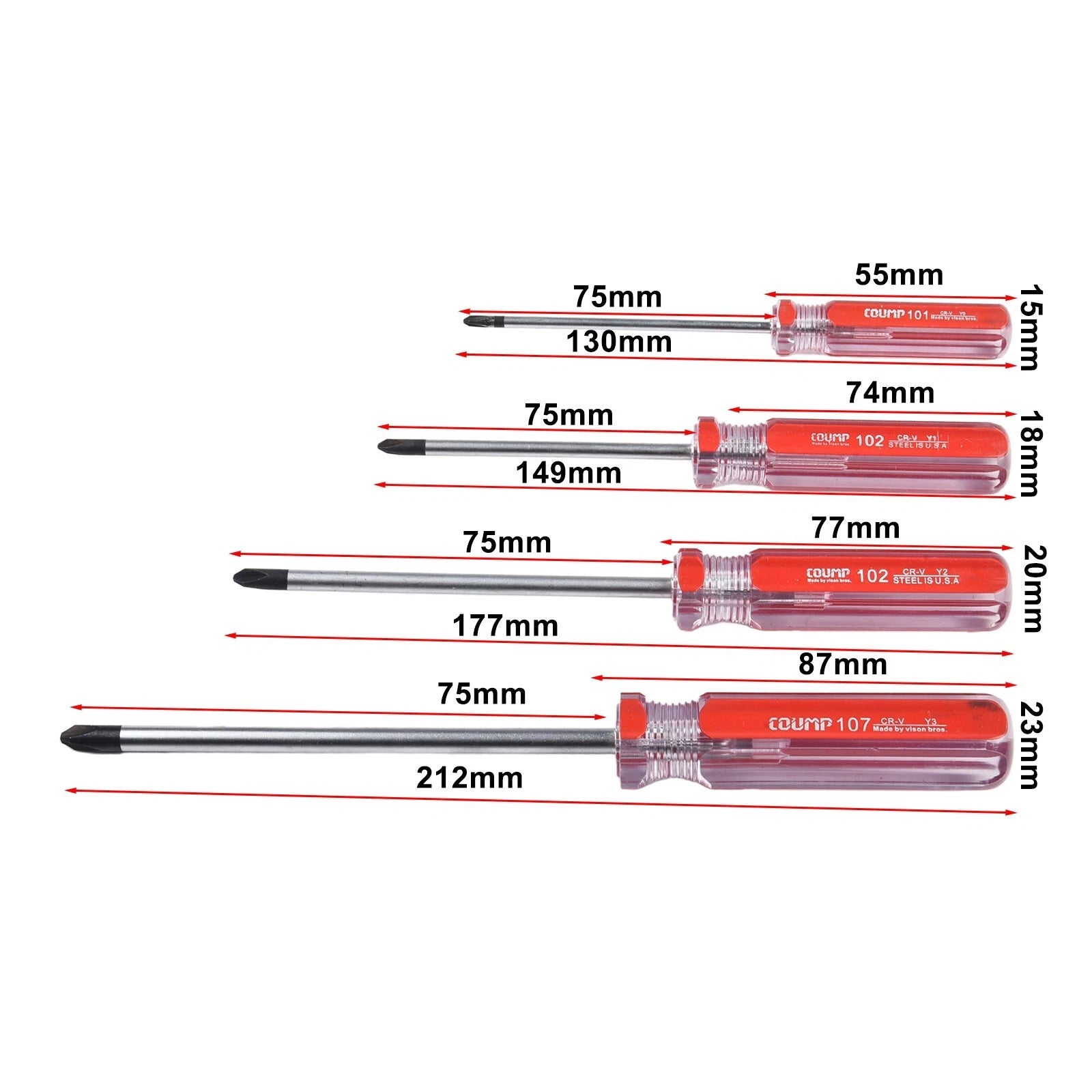 Y shaped Screwdriver Set with Precision Tip and Strong Magnetic (4pcs)