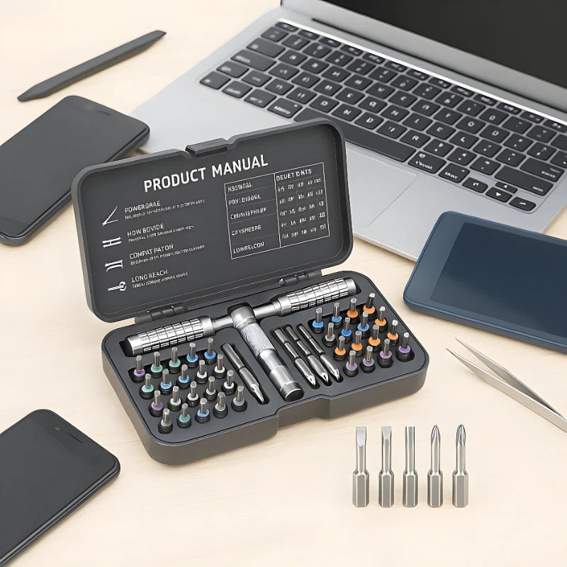 40in1 Ratchet Screwdriver Set Magnetic Bits Mini Repair Tool Kit PC iPhone DIY
