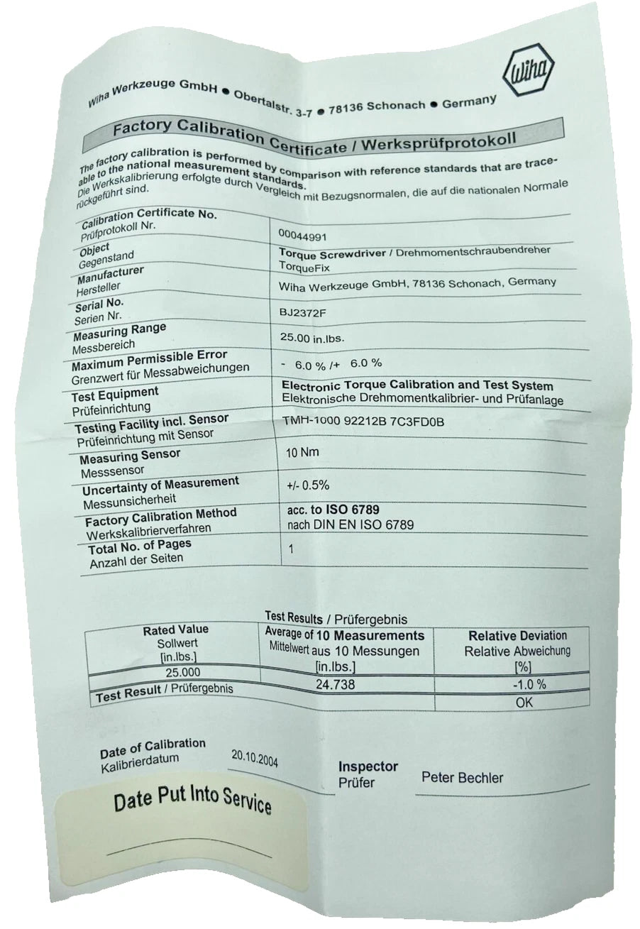 Wiha Torque Wrench 28515 TorqueFix Handle SoftFinish, Torque Pr 25 in-lbs.