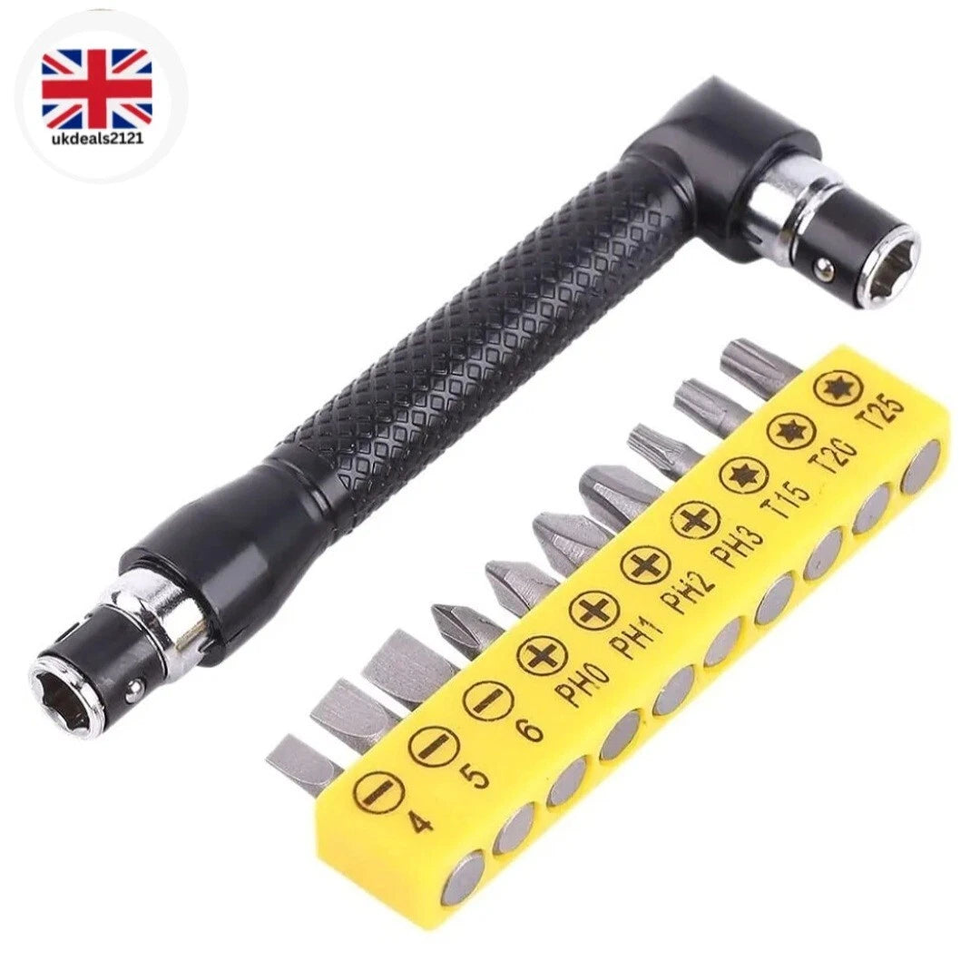10 Piece L-Shape Screwdriver Bit Set Slotted PH Torx Hex Hand Tool Brand New UK