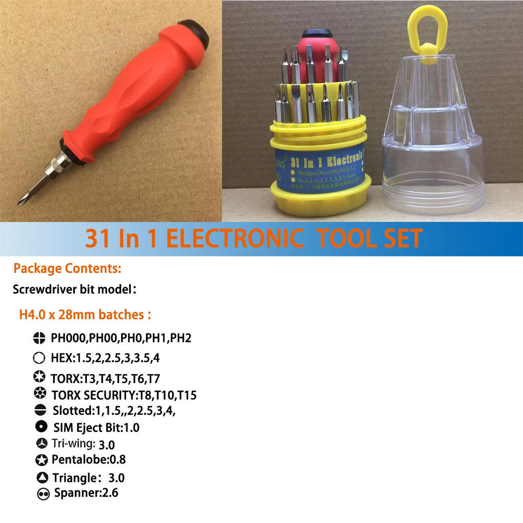31 in 1 Screwdriver Set with Magnetic Tools for Hard Drive Watch  Precision Elec