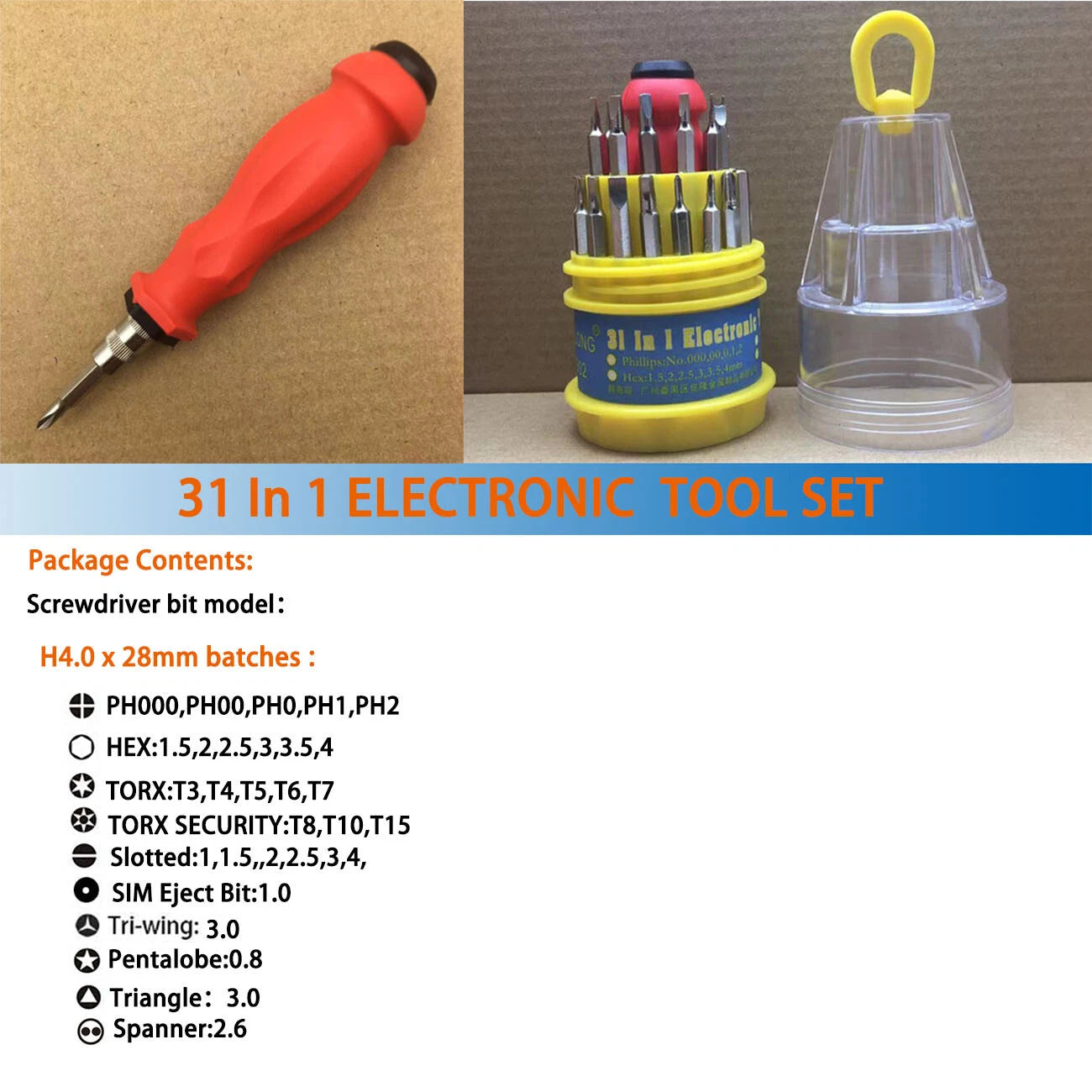 31 in 1 Screwdriver Set with Magnetic Tools for Hard Drive Watch  Precision Elec