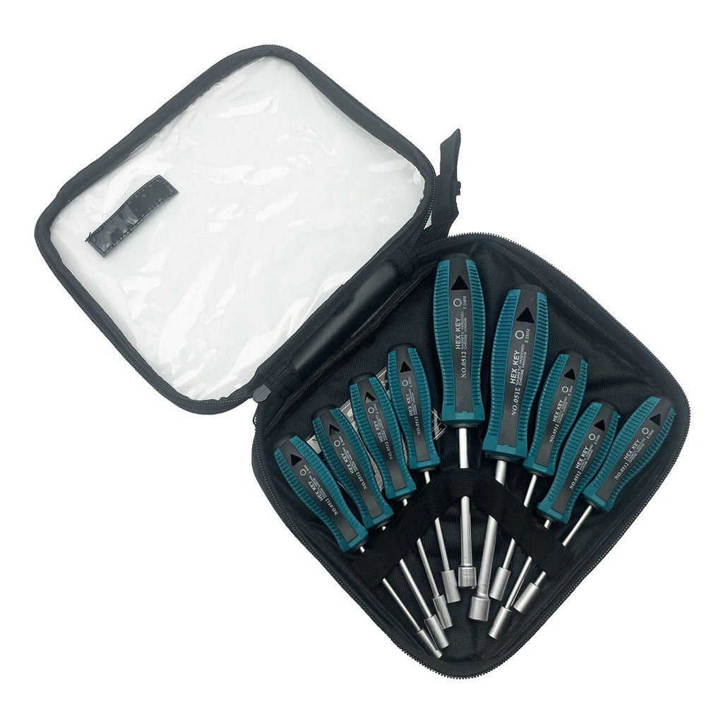 9pcs Screwdriver Set Steel Socket Hex Torque Wrench Multitool Handle PP+TPR