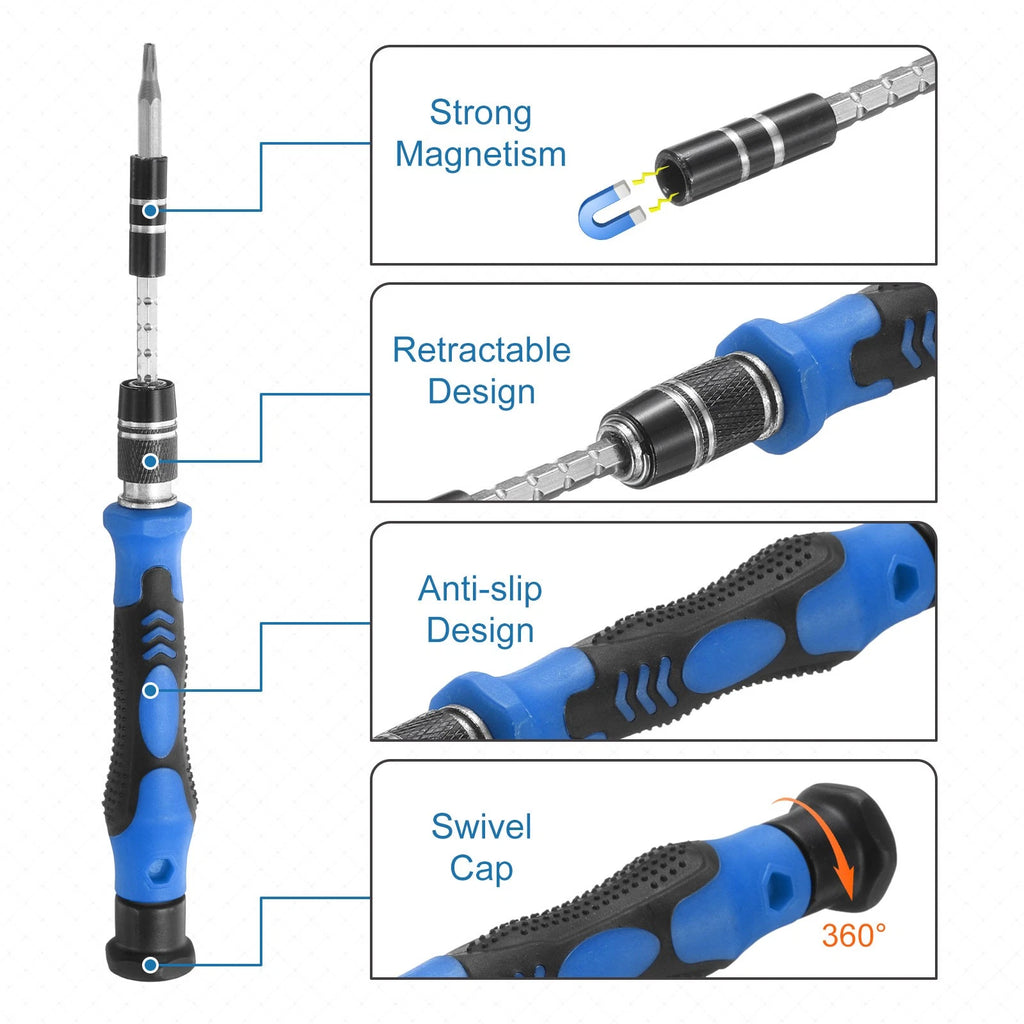 116 in 1 Magnetic Precision Screwdriver Set Electronics Repair Tools Kit, Blue