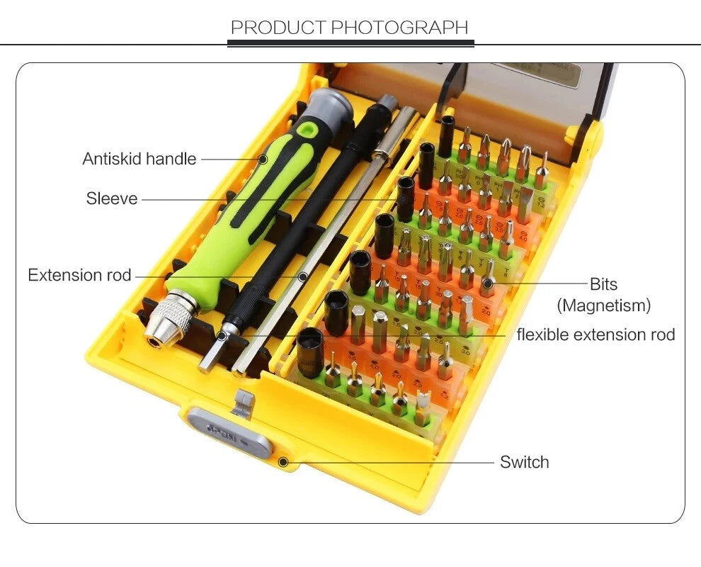 45 In 1 Precision Torx Screwdriver Bit set Hex Star Tweezer Repair Tool Kit New