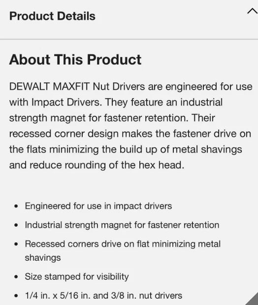 DEWALT 6-in. Magnetic Nut Driver Set, 3-piece: (1/4”- 5/16”- 3/8”) DWAFND3X6 New