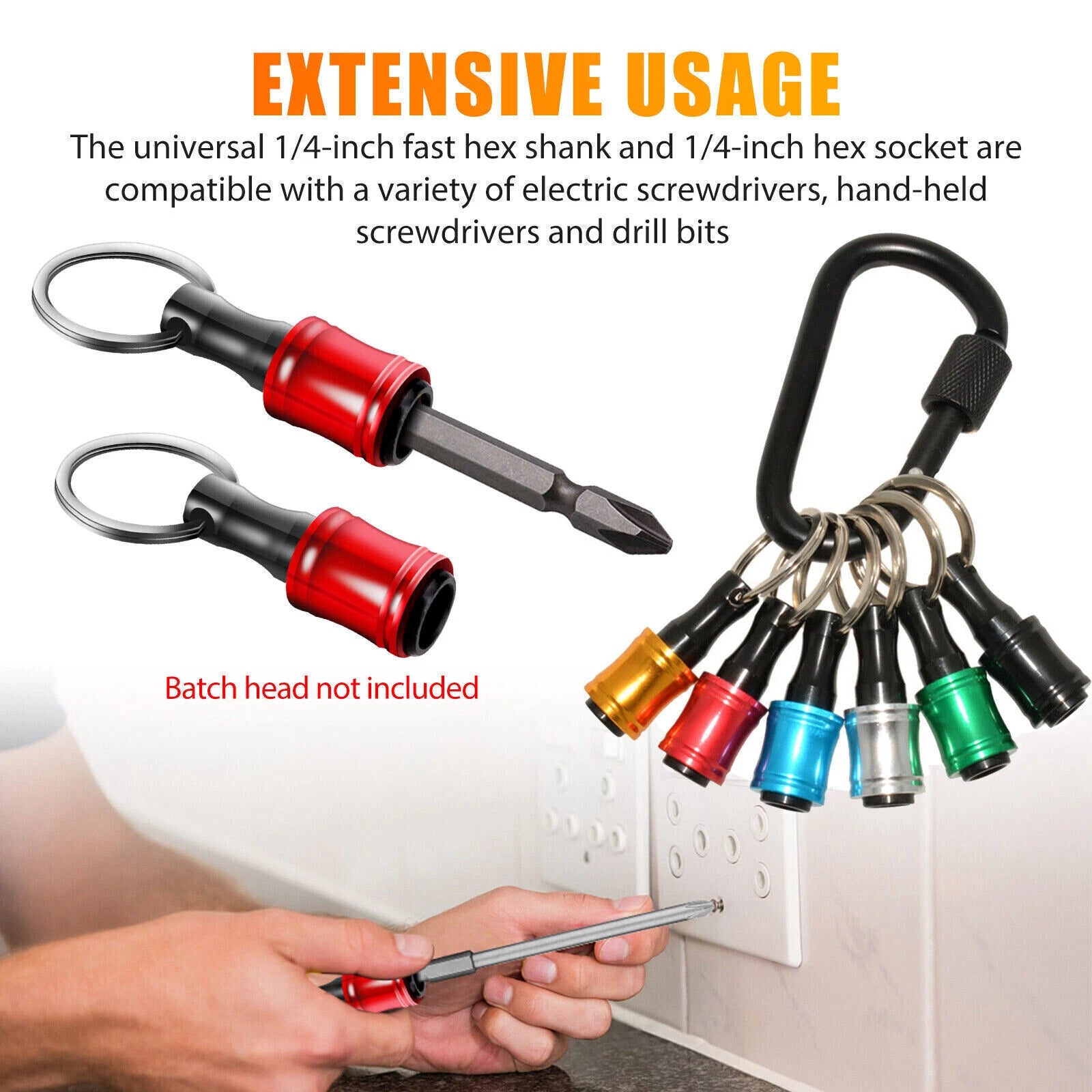 14PCS 1/4" Hex Shank Quick Release Keychain Screwdriver Drill Bit Holder Bit Set