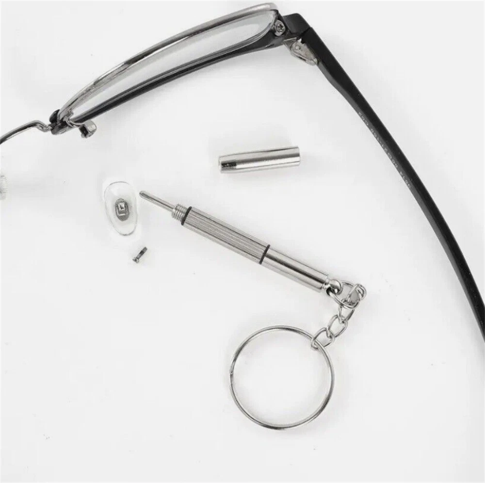 2X 3 In 1 Eyeglass Sunglass Watch Repair Screwdriver Set Keychain Mini Hand Tool