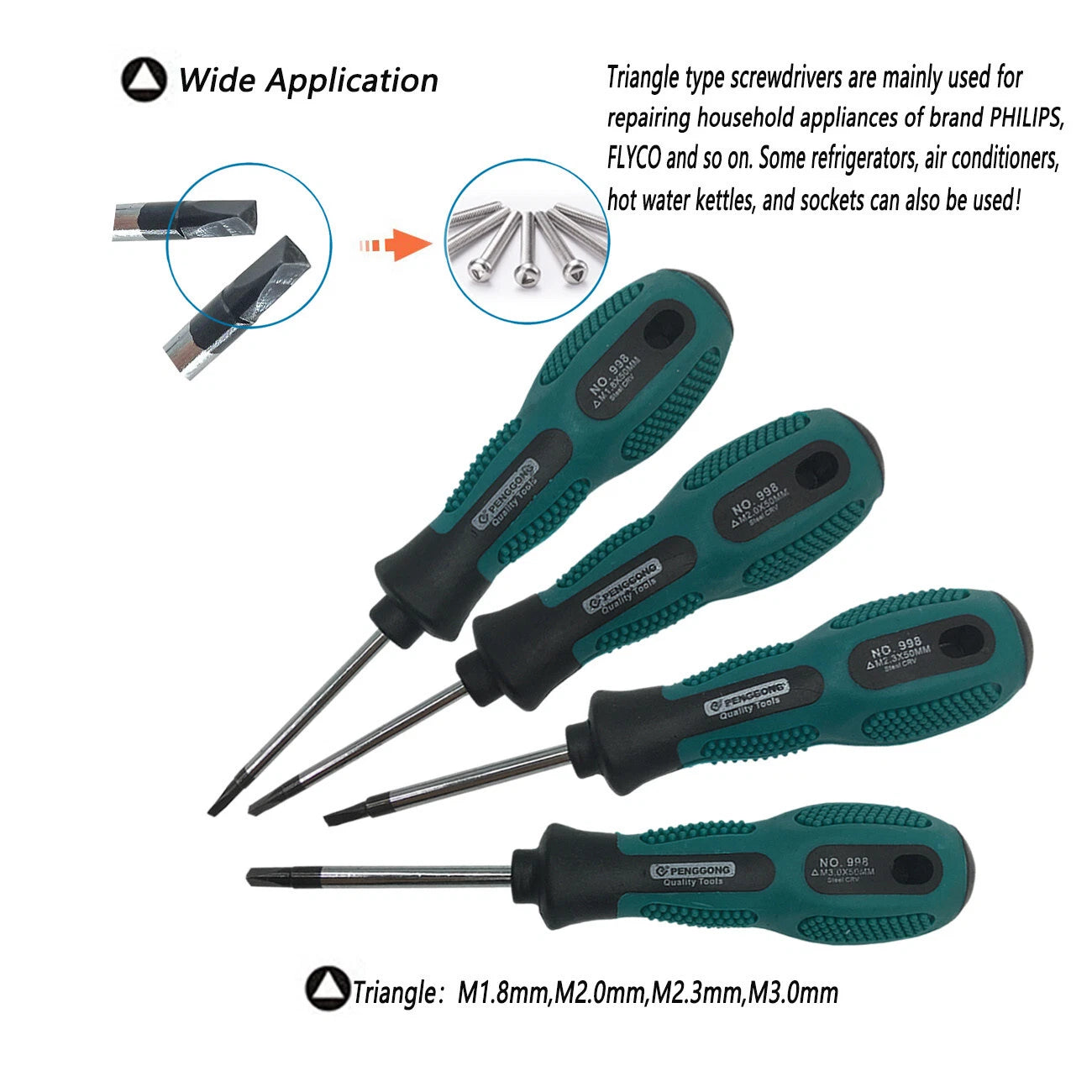 4p Triangle Screwdriver Set Hand Tool Multi-Purpose Magnetic  Tool Kit 1.8-3.0mm