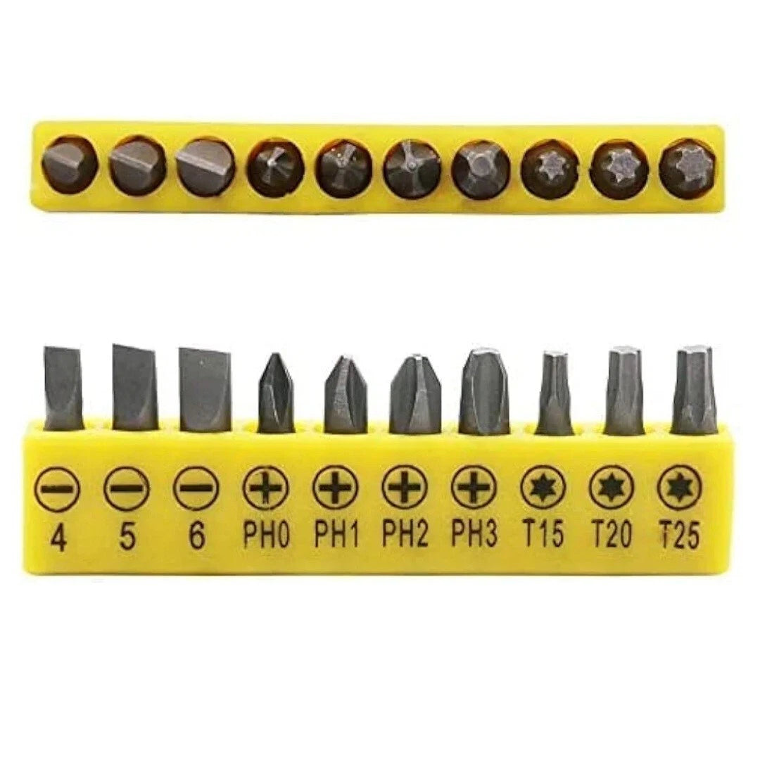 10 Piece L-Shape Screwdriver Bit Set Slotted PH Torx Hex Hand Tool Brand New UK