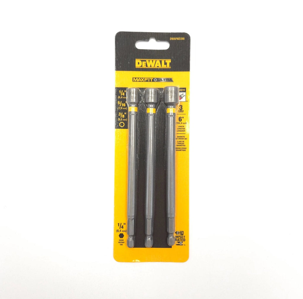 DEWALT 6-in. Magnetic Nut Driver Set, 3-piece: (1/4”- 5/16”- 3/8”) DWAFND3X6 New