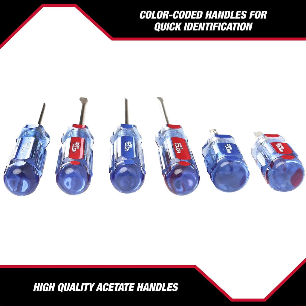 Hyper Tough 6-Piece Phillip and Slotted Screwdriver Set with Acetate Handle