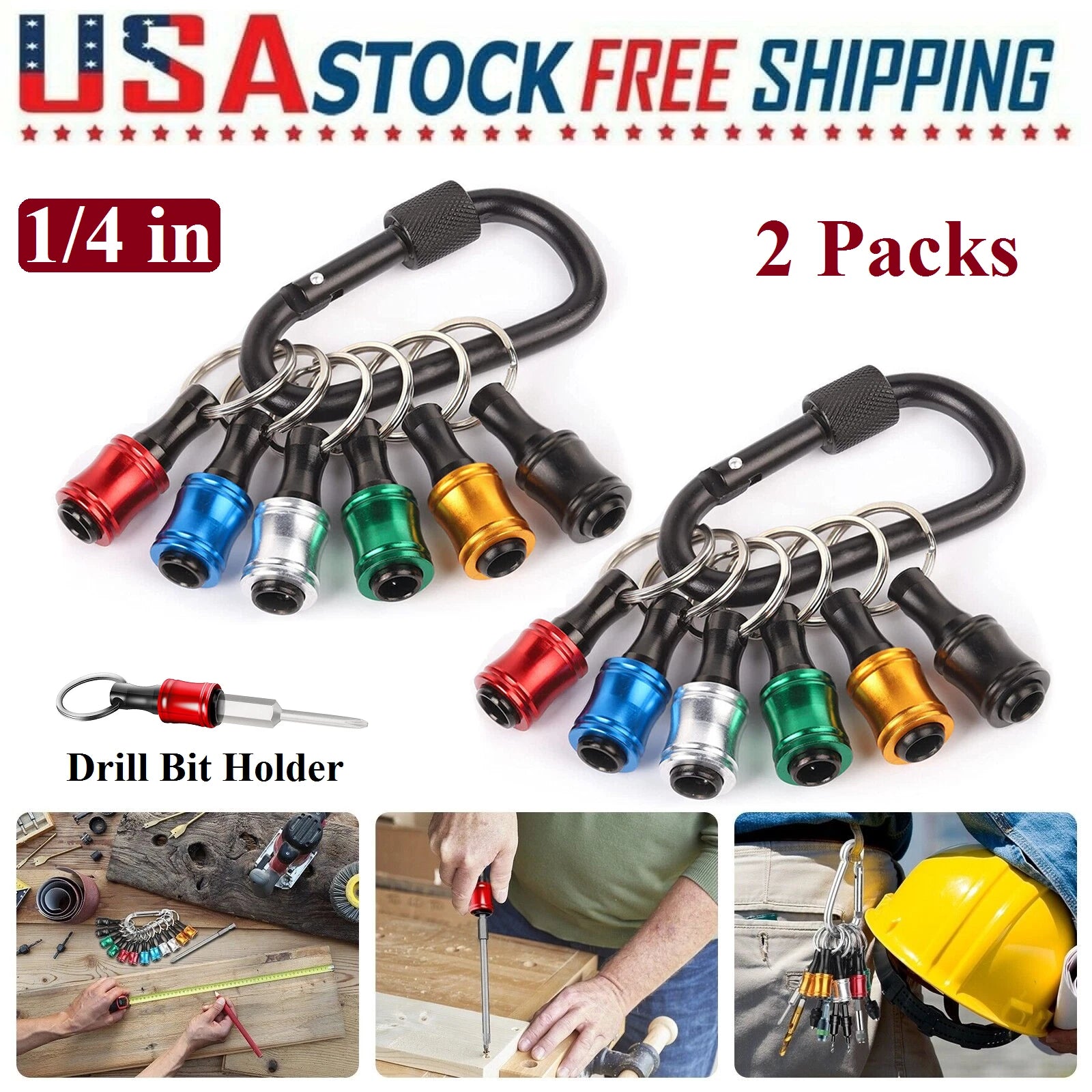 1/4" Hex Shank Quick Release Keychain Screwdriver Drill Bit Holder Bit Set 28PCS