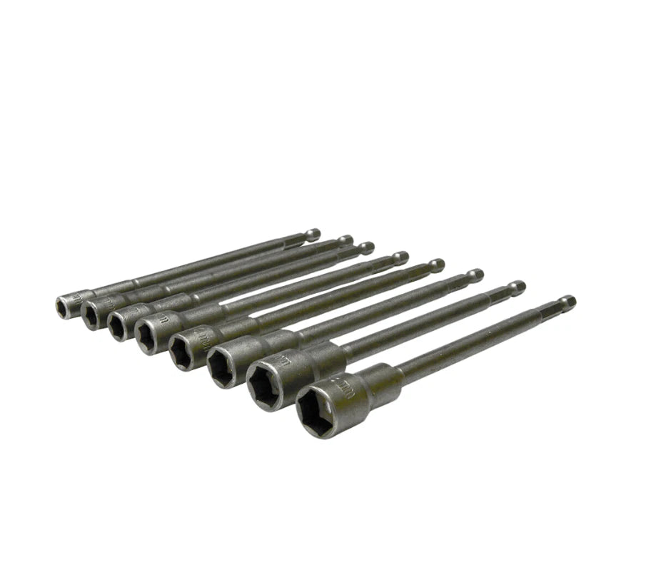 Long Magnetic Hex Bit Set 8 Pcs 6 to 13mm Metric Impact Driver Drill Socket Nut