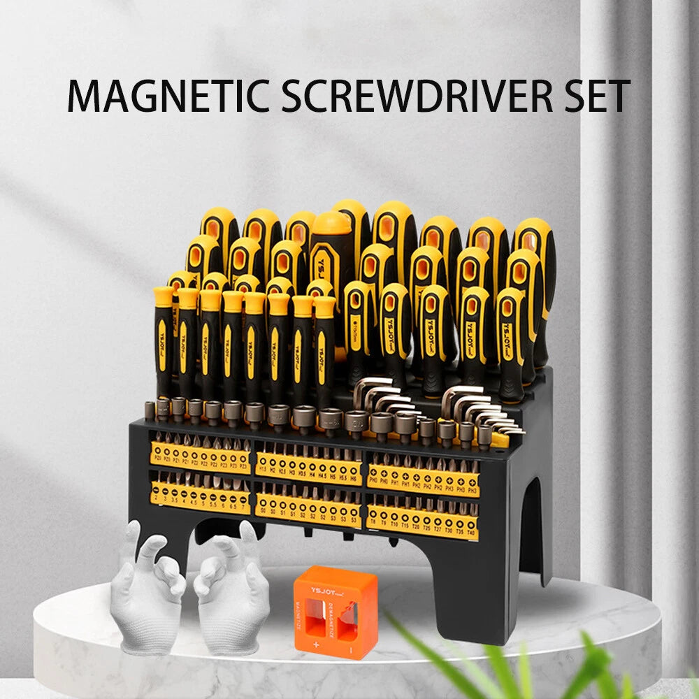 131Piece Magnetic Screwdriver Set with Plastic Ranking, Includes Precision Scre