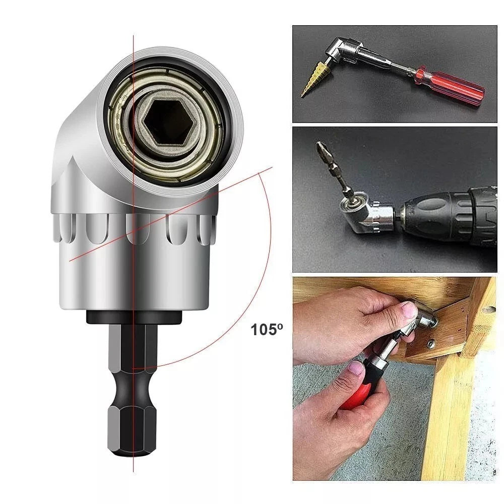 105° Angle Hex Drill Bit Driver Extension 1/4" Screwdriver Hand Socket Adapter
