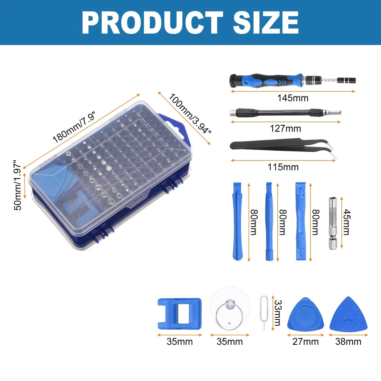 116 in 1 Magnetic Precision Screwdriver Set Electronics Repair Tools Kit, Blue