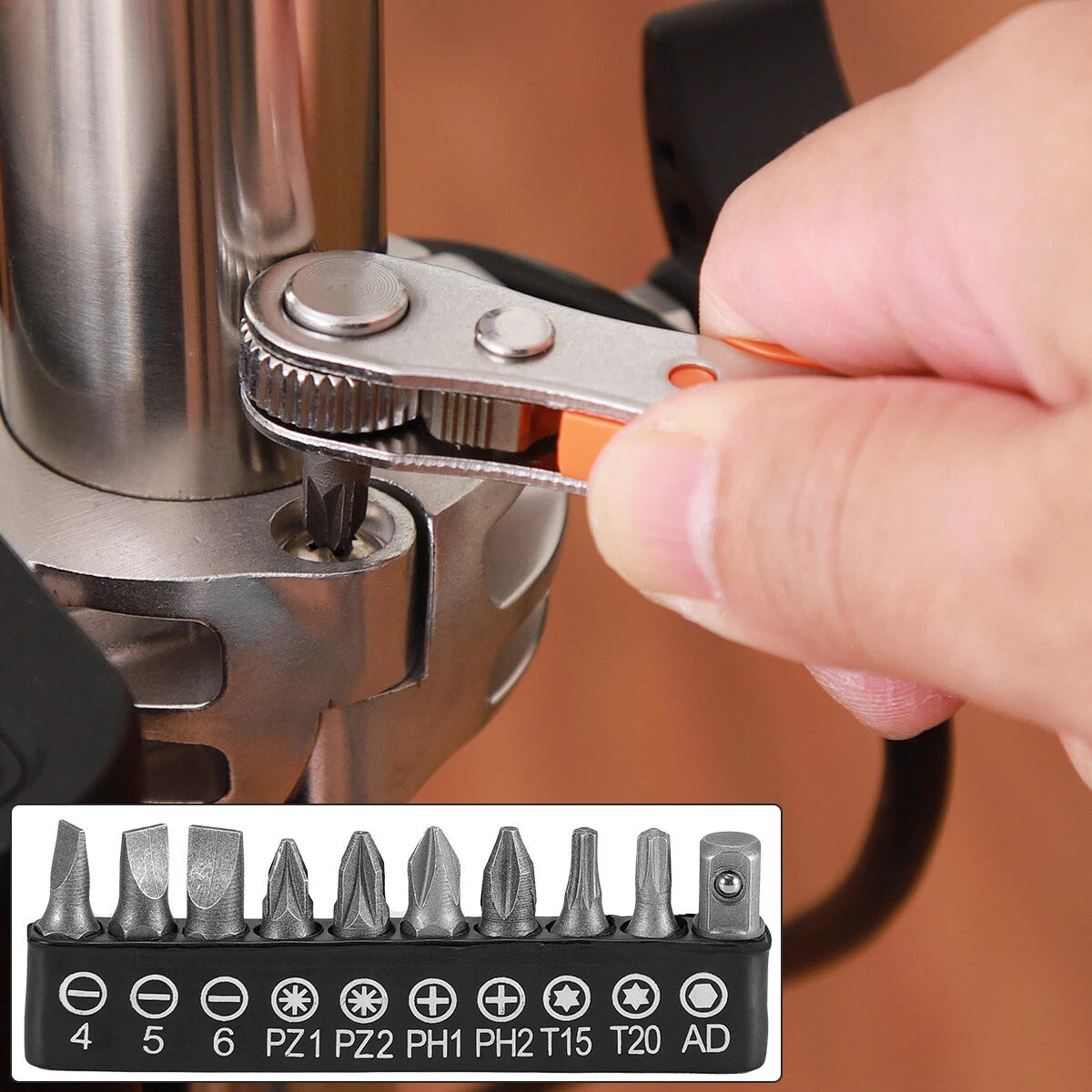 2 X Ratcheting Right Angle Screwdriver Hex Drive 90 Degree Offset+20pc Bits Set