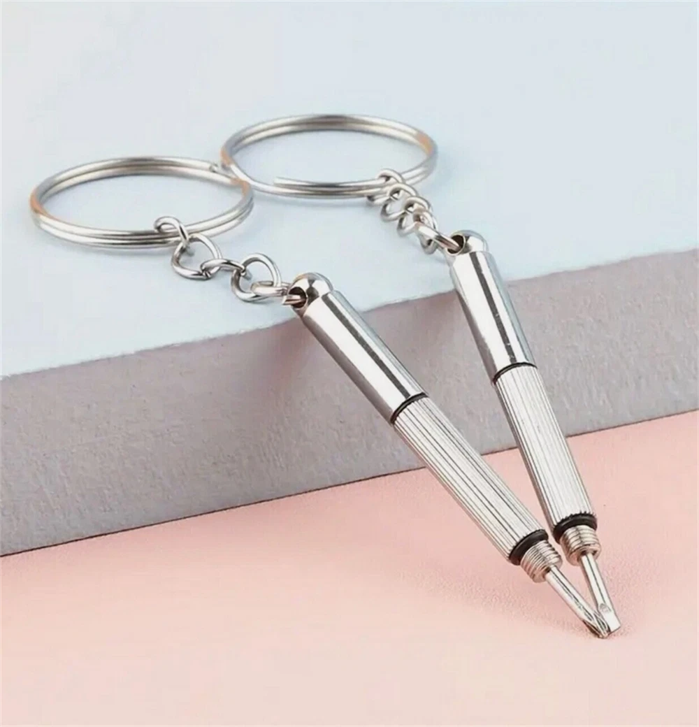 2X 3 In 1 Eyeglass Sunglass Watch Repair Screwdriver Set Keychain Mini Hand Tool