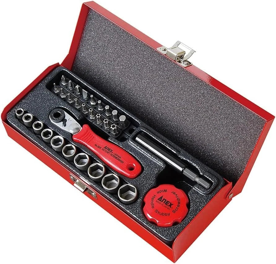 ANEX Compact-Bit Ratchet Driver Multi Set 28 Bits No.525-28B Rachet52 from Japan
