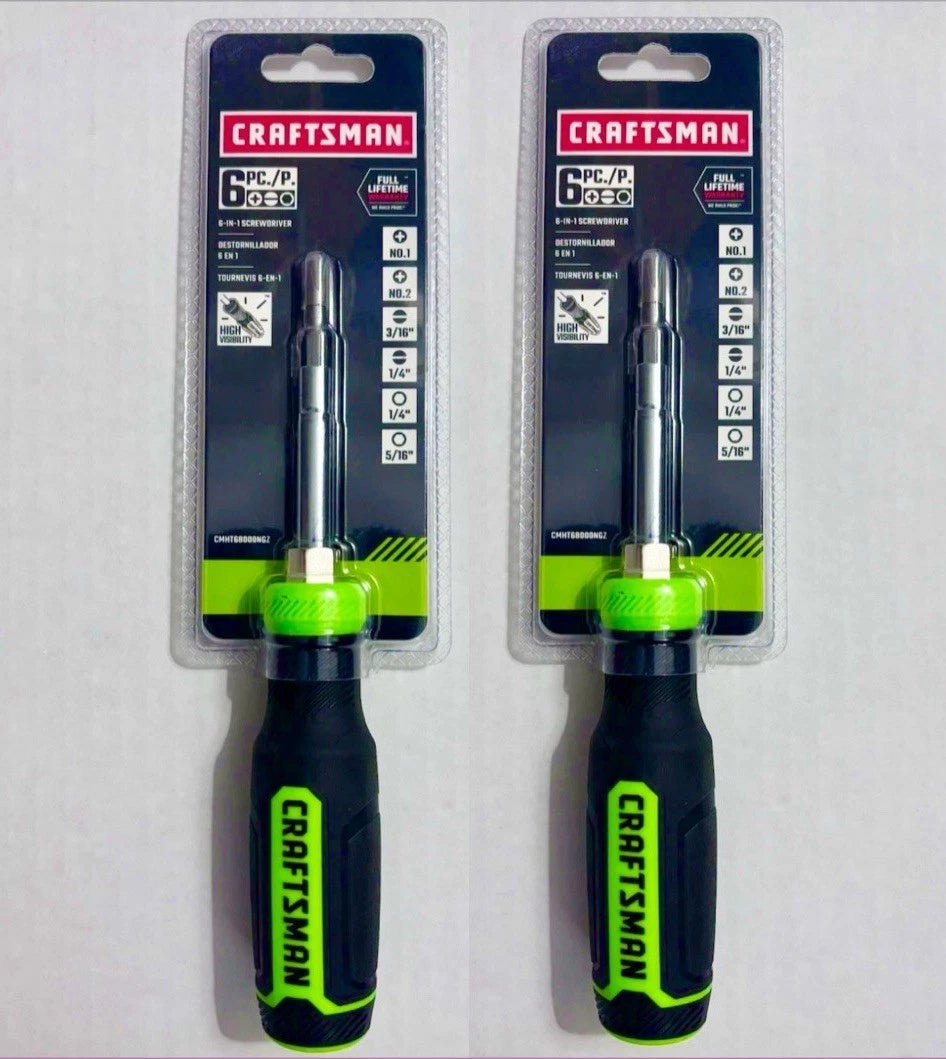 Craftsman HI-VIS 6-Piece Multi-Bit Screwdriver Tool Set CMHT68000NGZ (Lot of 2)