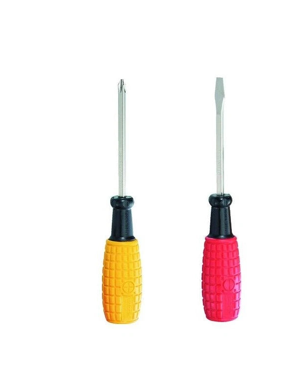 BROWN RADIAL RUBBER GRIP SCREWDRIVER SET 2 PIECES D-3030W