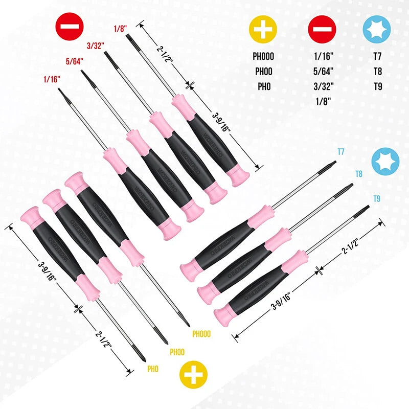 WORKPRO 10PCS Precision Screwdriver Set Slotted Torx Phillips Star Screwdrivers
