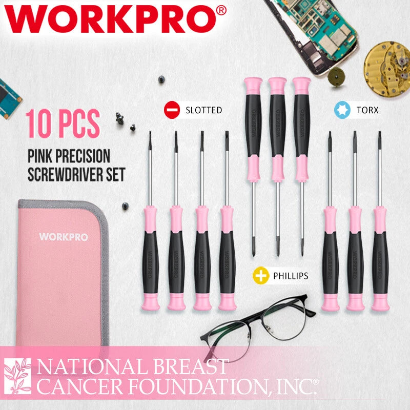 WORKPRO 10PCS Precision Screwdriver Set Slotted Torx Phillips Star Screwdrivers