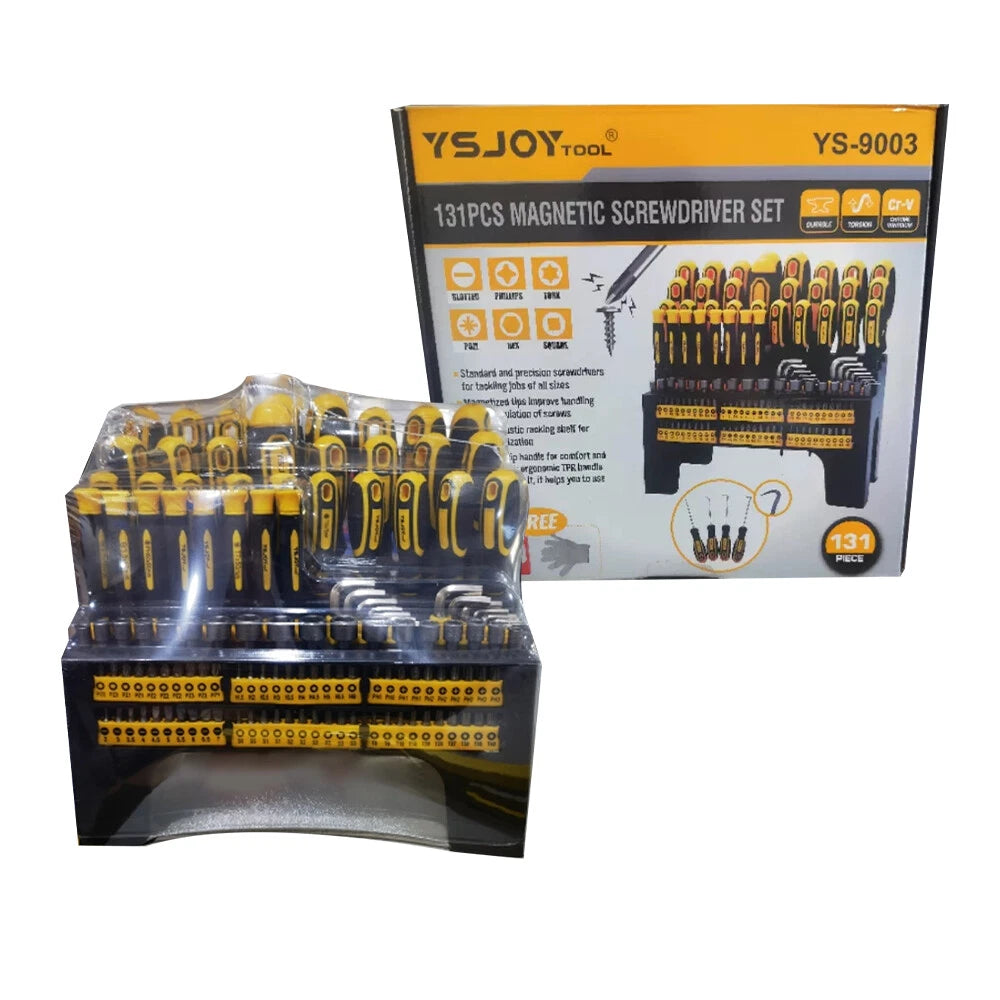 131Piece Magnetic Screwdriver Set with Plastic Ranking, Includes Precision Scre