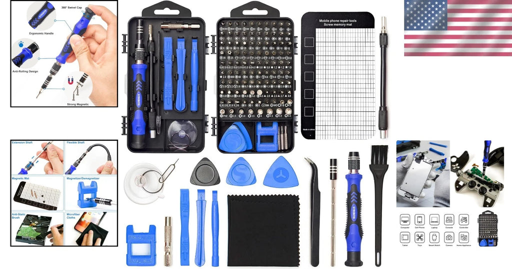 Durable Chrome Vanadium 124-Piece Screwdriver Set for Electronics & More