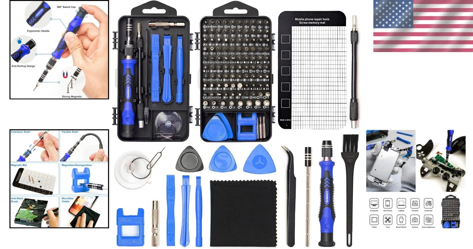 Durable Chrome Vanadium 124-Piece Screwdriver Set for Electronics & More