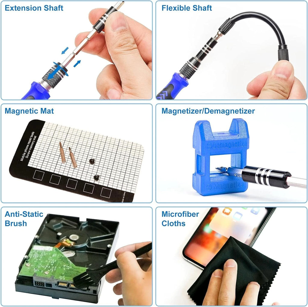 Durable Chrome Vanadium 124-Piece Screwdriver Set for Electronics & More